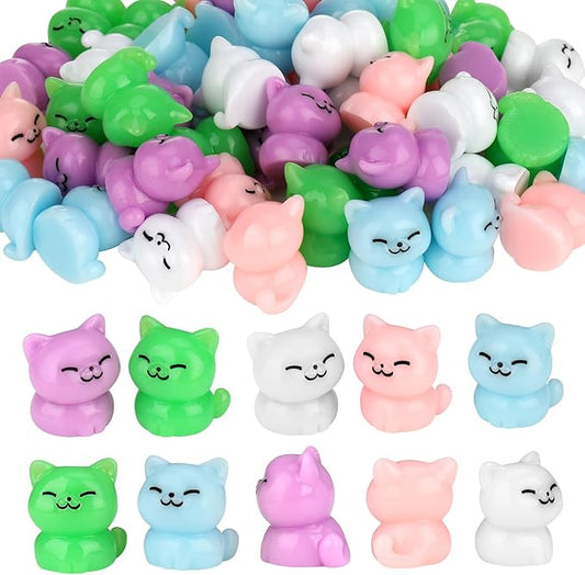 50 Pcs Mini Resin Cats, Miniature Cat Figurines, Cute Small Cat Figures, Tiny Resin Animals Cat DIY Crafts Cake Decor Tiny Home for Micro Landscape Dollhouse Garden