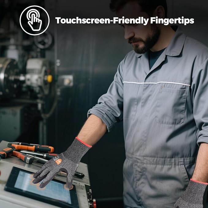 Donfri 3 Pairs A9 Cut Resistant Work Gloves for Men - Steel + HPPE Hybrid Safety Gloves for Men, ANSI Cut Level 9 Protection Flexible for Metal Glass Wood Construction Fishing