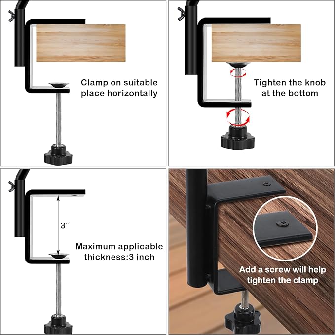 FEED GARDEN 2 Pack 14 Inch Deck Hook,Solid Steel Deck Hangers for Bird Feeders,Lanterns, Flower Basket and Suet Baskets with Clamp,Black