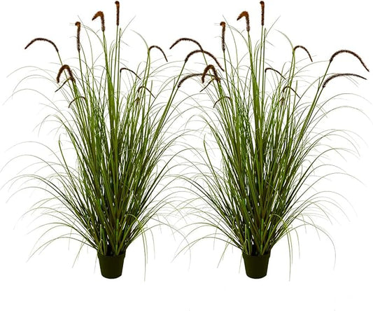 Artificial Plant 5ft(2pack) Tall Artificial Grass Plant,Faux Plants Indoor Home Decorative Artificial Plants & Flowers in Pot Fake Plant, House Plant Indoor