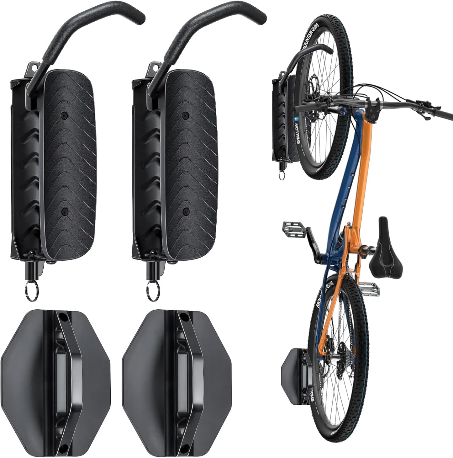 Bike Rack Garage,Bike Wall Mount, 150° Swivel & Space-Saving Vertical Bike Hangers for Storage, Sturdy Bike Stand Holds Up to 66lbs, Easy to Install, 2 Pack