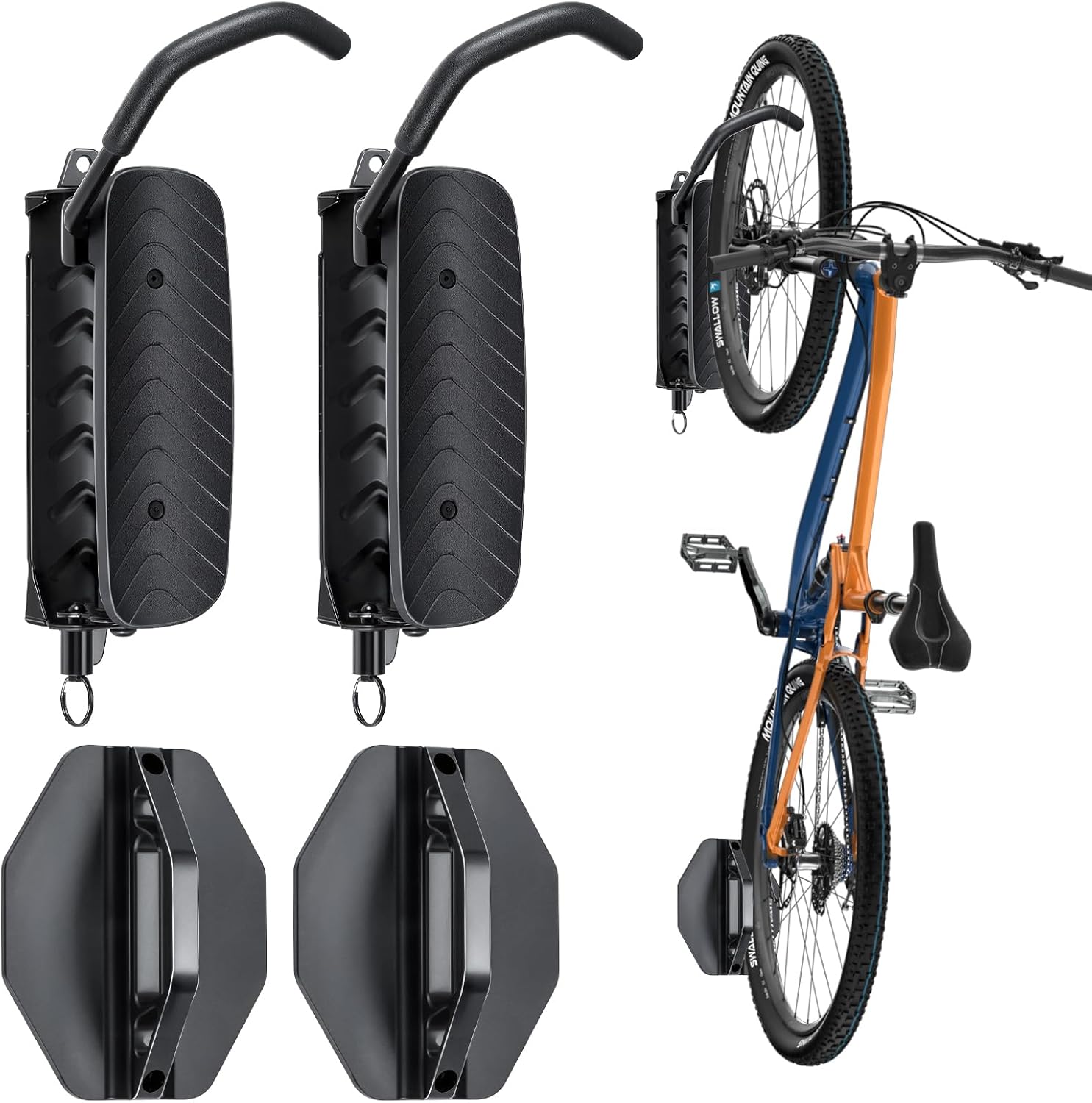 Bike Rack Garage,Bike Wall Mount, 150° Swivel & Space-Saving Vertical Bike Hangers for Storage, Sturdy Bike Stand Holds Up to 66lbs, Easy to Install, 2 Pack