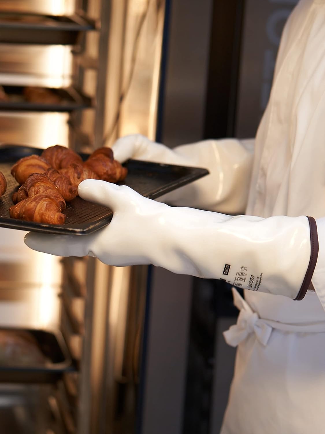 LANON 15" Liquid Silicone Heat Resistant Oven Gloves, Food Grade, CoralAir Liner, Waterproof, Extra Long, XXL