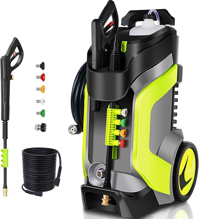 Electric Pressure Washer 5000PSI 4.0GPM Power Washers with M22-14mm Pressure Hose 33FT, Power Sprayers High Pressure with 1/4" QC Compatible Surface Cleaner for Home Cars Driveways, LGreen