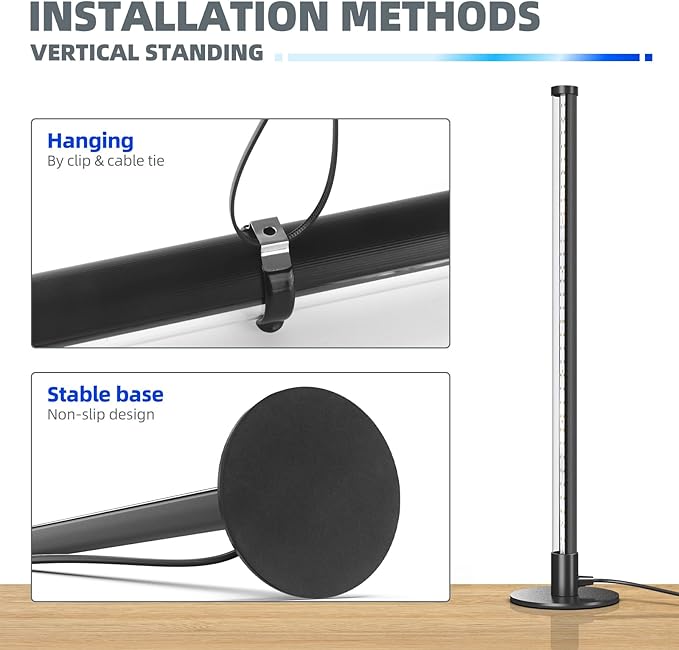Barrina T10 Vertical Grow Light, 20W 2FT Desk LED Plant Light, Hanging and Standing, Table Top Full Spectrum Grow Lights for Indoor Plants with Stand and On/Off Switch, Ideal for Plants Growth