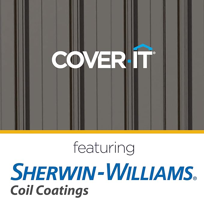 Cover It 5' x 3' Galvanized Steel Outdoor Storage Shed with Pent Roof and Lockable Sliding Doors, Weather-Resistant Steel Storage Shed for Backyards, Tan