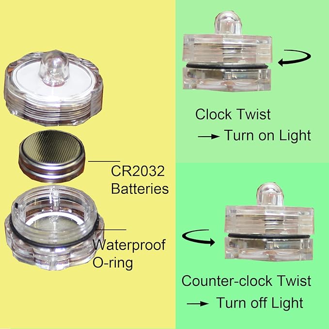 Bright LED Floral Tea Light Submersible Lights for Party Wedding (Green, 20 Pack)