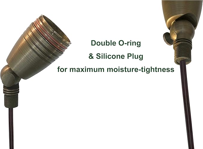 GKOLED UL Listed Solid Brass Landscape Spotlight, Low Voltage Outdoor Directional Uplight, with 5W MR16 LED Bulb & Large Rugged Slot Spike, 12V AC/DC Garden Patio Spot Up Light (10 Pack)