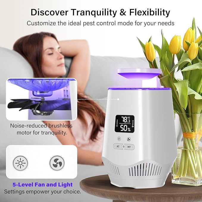 Fruit Fly Traps for Indoors, Fooxem Gnat Traps for House Indoor Fly Trap Indoor, Effective Fruit Fly Traps Bug Zapper Indoor Mosquito Trap for House Plant Pest Control with 10 Sticky Boards