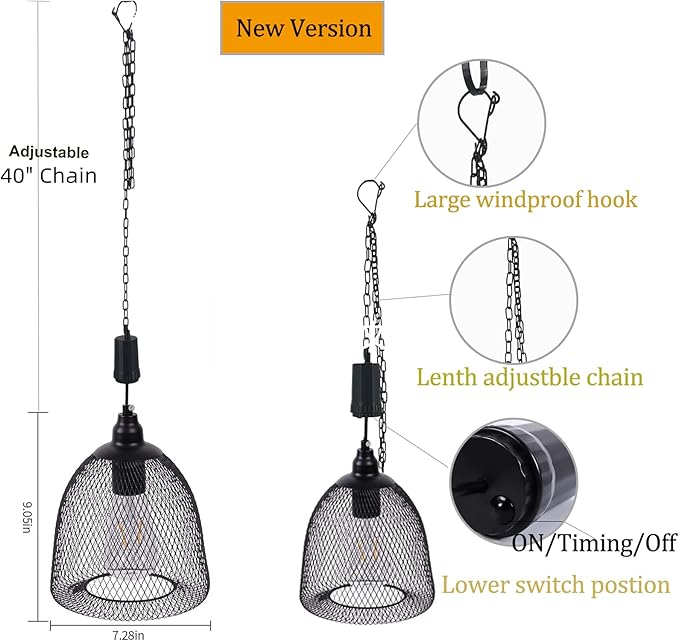 Battery Operated Hanging Light with 6 Hours Timer, Outdoor Indoor Decorative Lantern Chandelier Pendent Haning Metal Black Hanging Lamp Backyard Decor for Patio Bar Yard Garden Porch Home