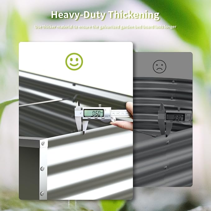 8X2X1FT-2P Galvanized Raised Garden Beds Outdoor // Planter Raised Beds for Gardening, Vegetables, Flowers, Large Metal Garden Box,Deep Plant Flower pots Outdoor.