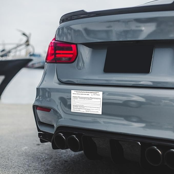 Annual Vehicle Inspection Label 50 Pack Interior Vehicle Inspection 2-Ply Adhesive Vinyl with Mylar Laminate 5" x 4" Meet DOT Requirements