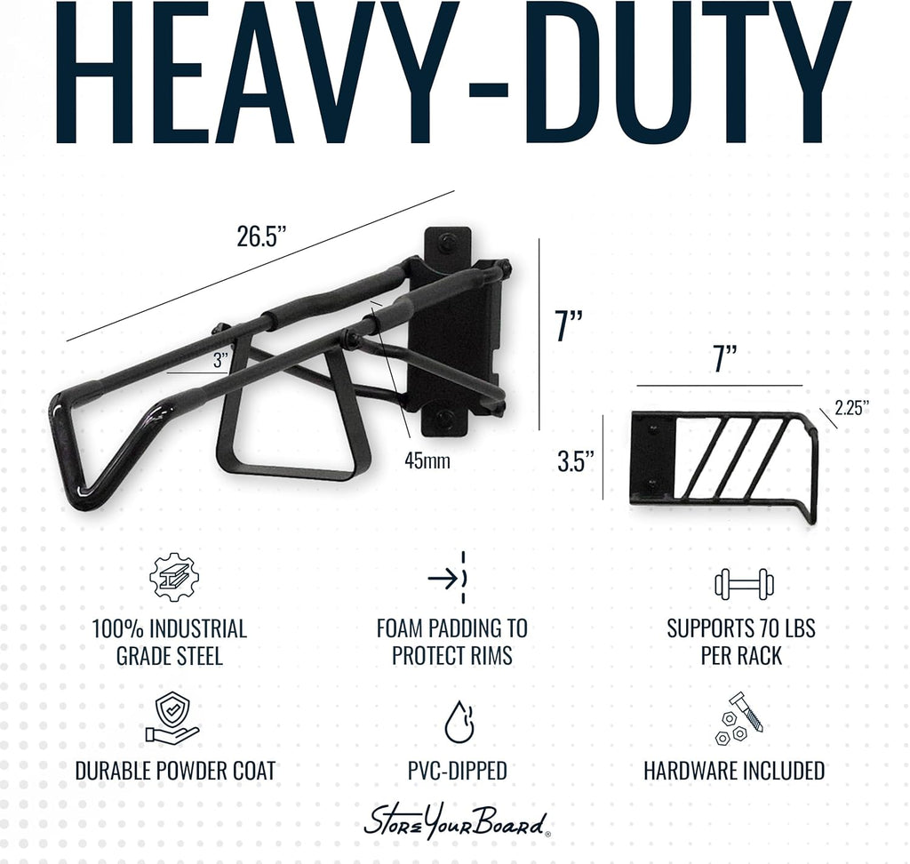 StoreYourBoard SwivelStow Road & Gravel Bike Storage – Heavy Duty Bike Hanger, No-Lift Bike Wall Mount for Garage Bike Storage, Holds 70 lbs, Patent-Pending