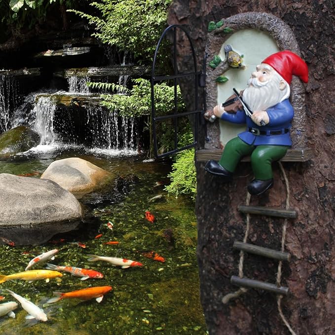 Funny Garden Gnome Statues, Creative Resin Dwarf Sculptures, Outdoor Yard Decor, Gnomes Tree Faces for Lawn, Patio, Porch, Miniature Fairy Garden Accessories, Novelty Gift for Indoor/Outdoor Use