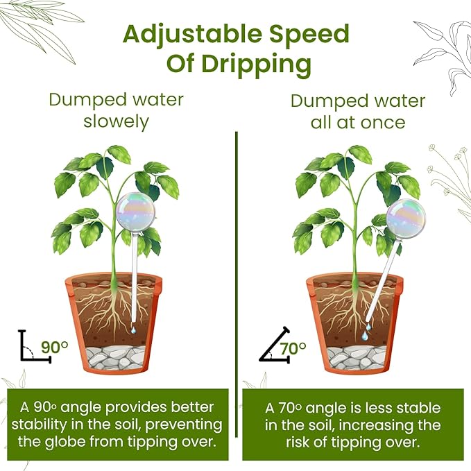 6 Pcs Iridescent Self Watering Globes, Glass Rainbow Plant Watering Globes, Self Watering Planter Insert, Automatic Plant Waterer Indoor, Plant Watering Devices, Plant Water Globes, Watering Bulb