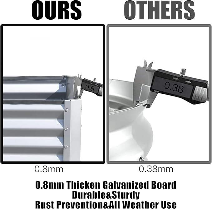 Domi Galvanized Raised Garden Bed, Outdoor Planter Garden Boxes Large Metal Planter Box for Gardening Vegetables Fruits Flowers, Silvery (8x4x2ft)