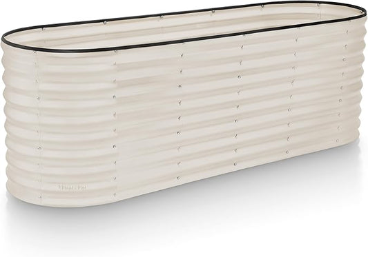 Galvanized Raised Garden Beds Outdoor // 6×2×2 ft Planter Raised Beds for Gardening, Vegetables, Flowers // Large Metal Garden Box (White) // Patented Tool-Free Design