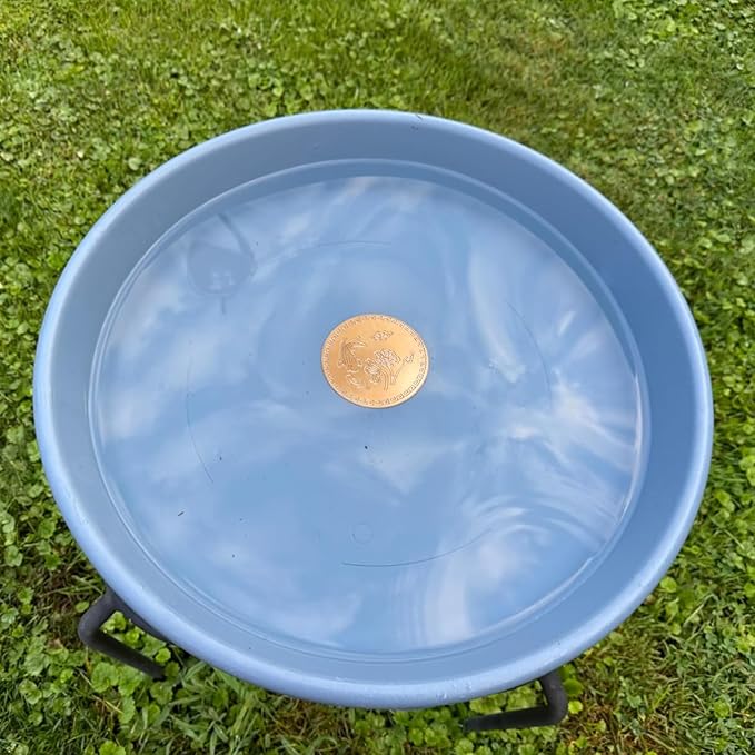 Copper Bird Bath Purification Disk, Water Wiggler for Bird Bath, Bird Bath Copper Disk, 1mm Reinforced 99% Pure Copper Cleaning Disk, Universal Fit for Outdoor Birdbaths, 4 Inch in Diameter (A)