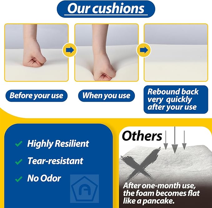 AAAAAcessories Outdoor Seat Cushions for Chairs, Waterproof, Fade-Resistant Patio Furniture Replacement Cushions, 17" x 16" x 2", Set of 2, Dark Moss