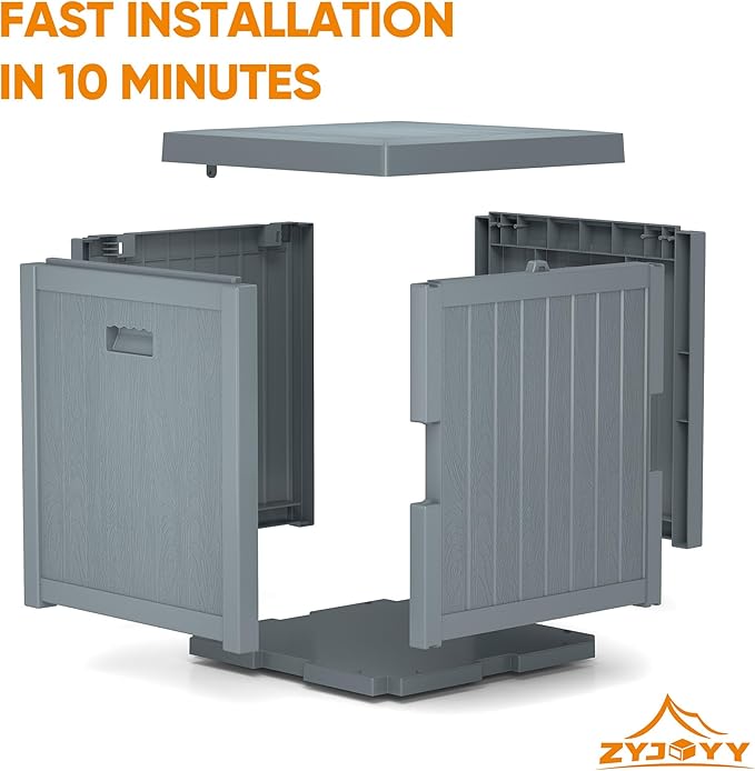 51 Gallon Resin Deck Box, Outdoor Storage Box Waterproof for Patio, Garden, Pool, and Deck, Storage Solution for Cushions, Tools, Delivery Packages, Grey