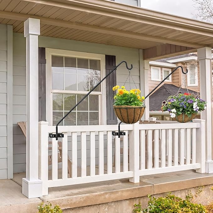 ERYTLLY Extended Rail Hook Fence Deck Heavy Duty Bird Feeder Hook 360 Degree Rotary and Length Adjustable Plant Bracket for Bird Feeders, Planters, Suet Baskets, Lanterns, Wind Chimes and More