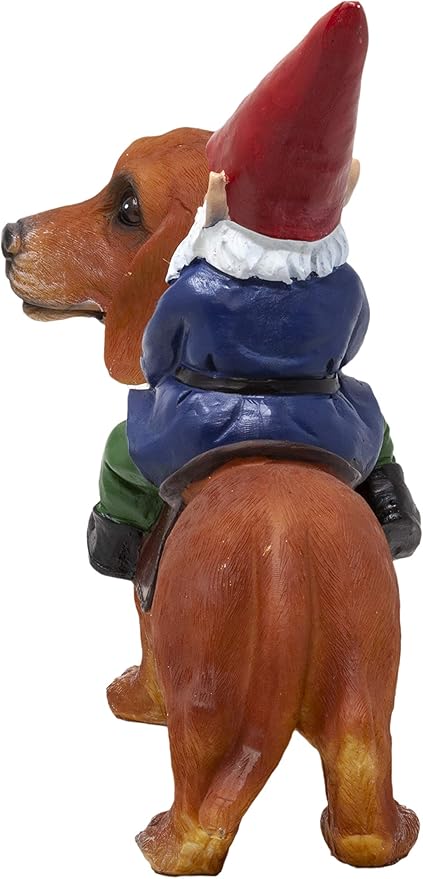 Funny Guy Mugs Gnome and a Dachshund Garden Statue- Indoor/Outdoor Garden Dog Gnome Sculpture for Patio, Yard or Lawn