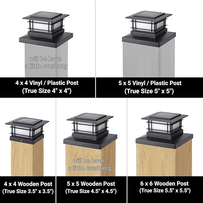 Dynaming 2 Pack Solar Flame Post Lights Outdoor, Solar Powered Fence Post Cap Lights, High Brightness Flickering Flame SMD LED Lighting Decor for Garden Deck Patio, 4x4, 5x5 or 6x6 Vinyl/Wooden Posts
