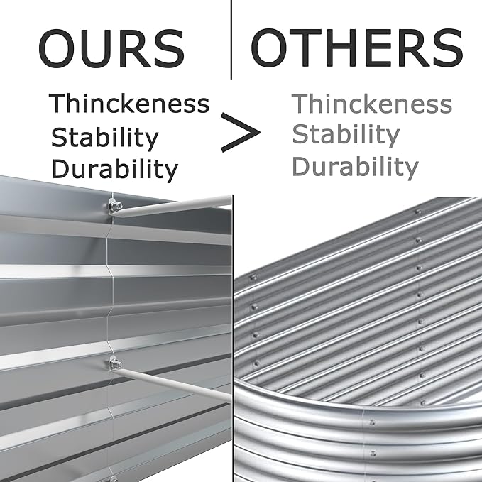 6x1.5x1ft(2 Pack) Galvanized Raised Garden Bed,Outdoor Planter Box Metal Patio Kit Planting Bed for Vegetables Flowers Herb,Grey