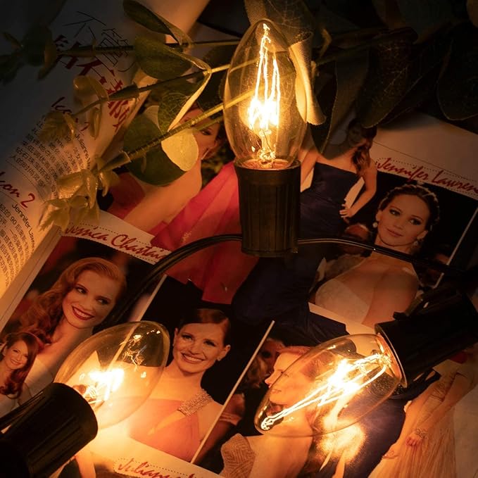 C9 Christmas String Lights Outdoor 100ft Vintage Christmas Tree Lights for Indoor Outdoor Roofline Patio Room Holiday Party Backyard Xmas Decoration, Black Wire, 100+4 Bulbs, Not Connectable