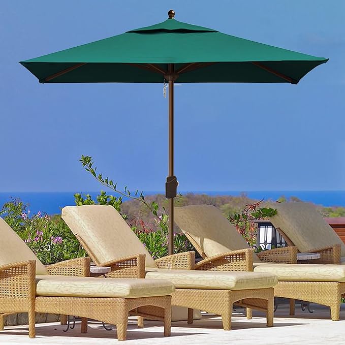 EliteShade USA 10-Year-Non-Fading 6x6Ft Square Market Umbrella Patio Outdoor Table Umbrella with Ventilation, Forest Green