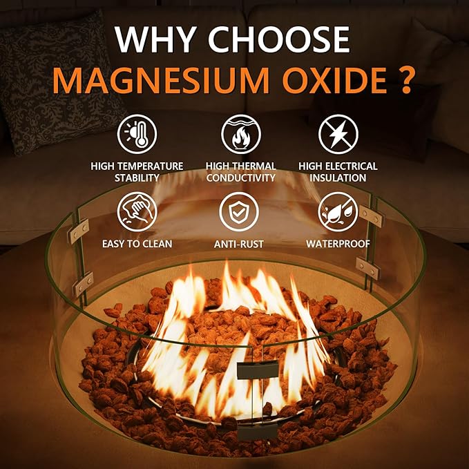 COSIEST 31.5-inch Round Fire Pit, Magnesium Oxide Outdoor Propane Fire Table, CSA Certified, 40,000 BTU Stainless Steel Burner, Free Lava Rocks, Fits 20lb Tank Inside