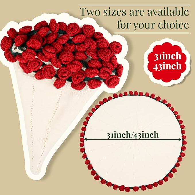 cagulax Rose Crochet Flowers Bouquet Blanket-Birthday Gifts for Mom Sister-Gifts for Couples-Anniversary Wedding Birthday-Romantic Rose Flower Bouquet-Knitted Throw Blankets Home Decor 43 Inches