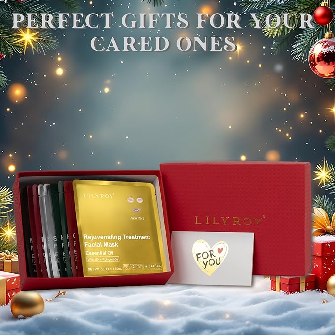 12 Packs Face Mask Set with Luxury Gift Box for Women Men Girls Christmas Gifts - Facial Mask Kit, Bath and Body Gift Set for Women | Perfect Gifts for Valentine's, Birthday, Mothers Day Gifts for Mom