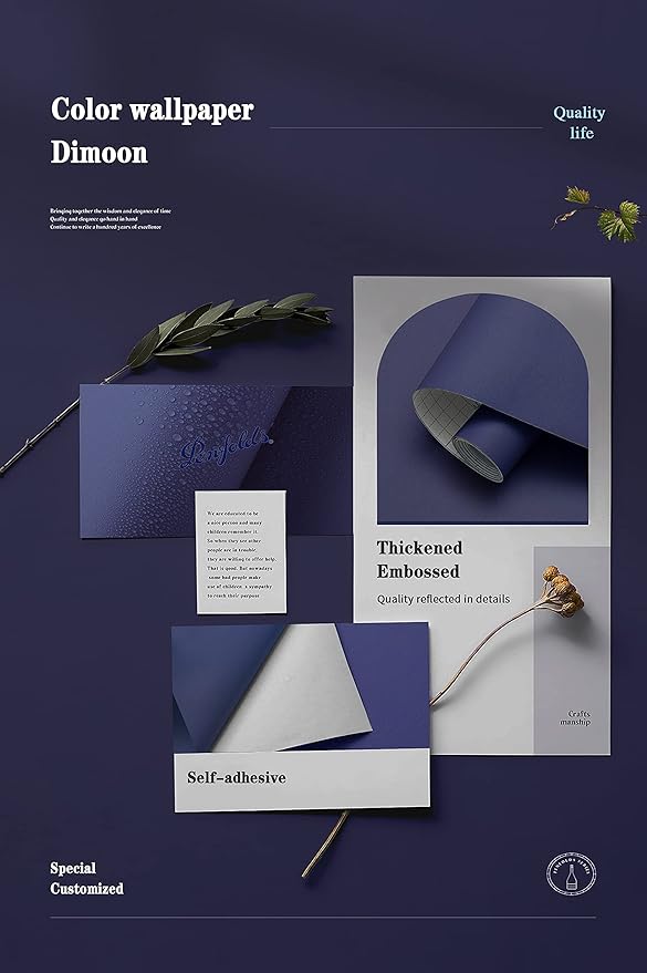 Dimoon 78.7''x17.7'' Blue Peel and Stick Wallpaper Contact Paper Modern Self Adhesive Wall Paper Removable Renter Friendly Textured Solid Color Shelf Cabinet Vinyl Roll (78.7''x17.7'',Tibetan Blue)