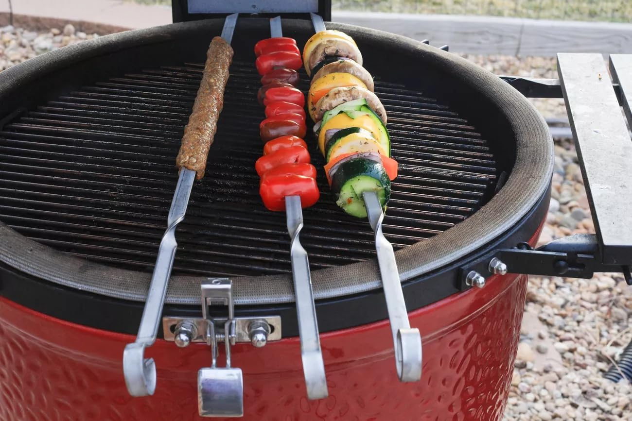 BBQ Shish Kabob Skewers, Kebab Skewers 17.7" Stainless Steel Reusable Flat BBQ Sticks for Meat Chicken Shrimp and Vegetable(8-Pack)