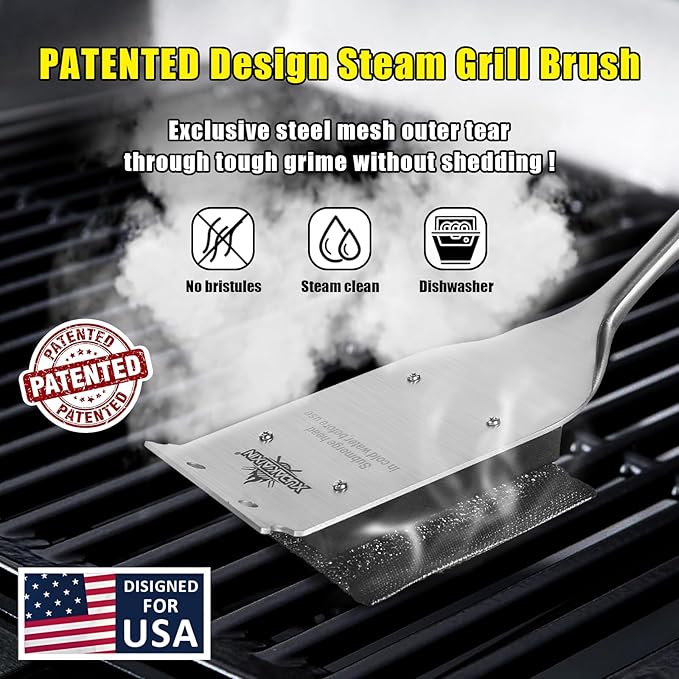BBQ Replaceable Scraper Cleaning Head, Durable for Cast Iron or Stainless-Steel Grates, Barbecue Cleaner (Only Replaceable Cleaning Head No Grill Brush)