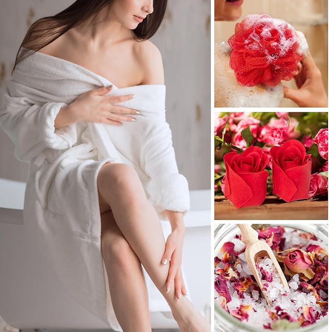 Christmas Gifts for Women, Bath and Body Gift Basket Set for Mothers Day - 9 Pcs Luxury Rose Spa Gift Baskets Set for Women, Gift Set | Perfect Valentine's, Birthday, Gift Sets for Mom All Occasion