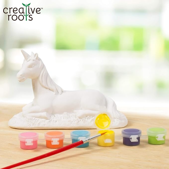 Creative Roots Paint Your Own Unicorn by Horizon Group USA, DIY Unicorn Coloring Kit, Includes 6 Paint Pots & Paint Brush, Multicolor