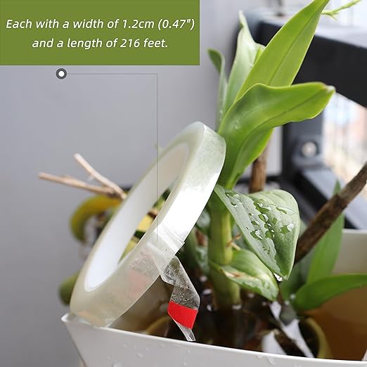 2 PCS Clear Floral Tape, 1/2" Flower Stem Wrap Tapes, Waterproof Florist Tape - Multipurpose Adhesive Florist Tapes for Binding Fresh, Flower Bouquets and Floral Craft (216Ft/72Yd/Roll)