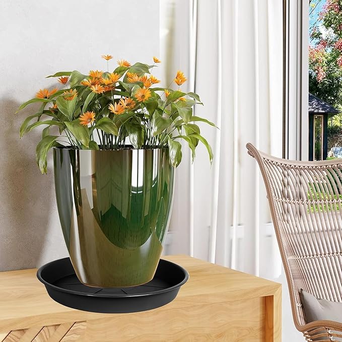 6 Pack of Plant Saucer 6 inch, Black Plastic Flower Plant Pot Saucer, Heavy Duty Plant Drip Trays Saucers for Indoor, Plant Water Tray for Planters