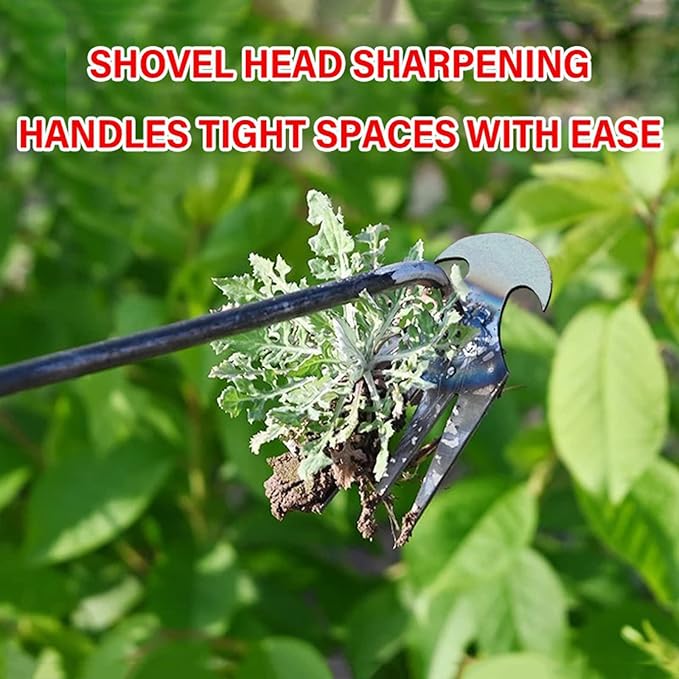Amposei Weeding Artifact Uprooting Weeding Tool, Multifunctional Weeder, Hand Weeder Tool, Stand Up Weed Puller Tool with Handle for Garden Yard Farm Weed Removal (11in+20in, Metal)