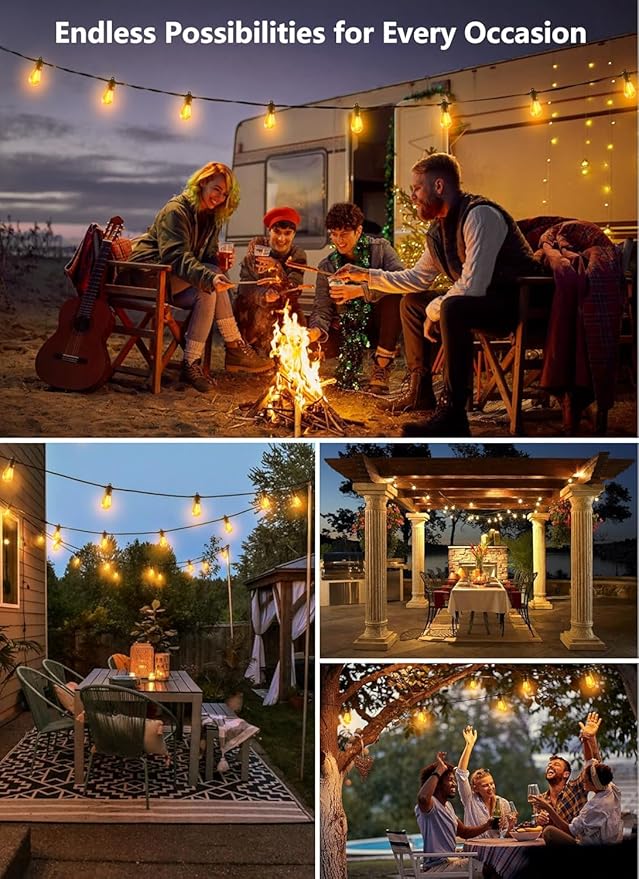 Brightown Outdoor String Lights 35FT with 10+1 Shatterproof Edison Bulbs, Waterproof Hanging Patio Lights Outside for Backyard Deck Garden Party Xmas Decor, 2700K