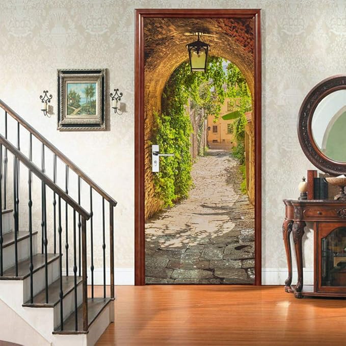 Door Wallpaper Self-Adhesive Door Poster 3D Door Picture - Gang in Tuscany - Door Film Photo Wallpaper Premium PVC Waterproof Door Sticker Wall Sticker for Bedroom Living Room Door Decoration Stickers