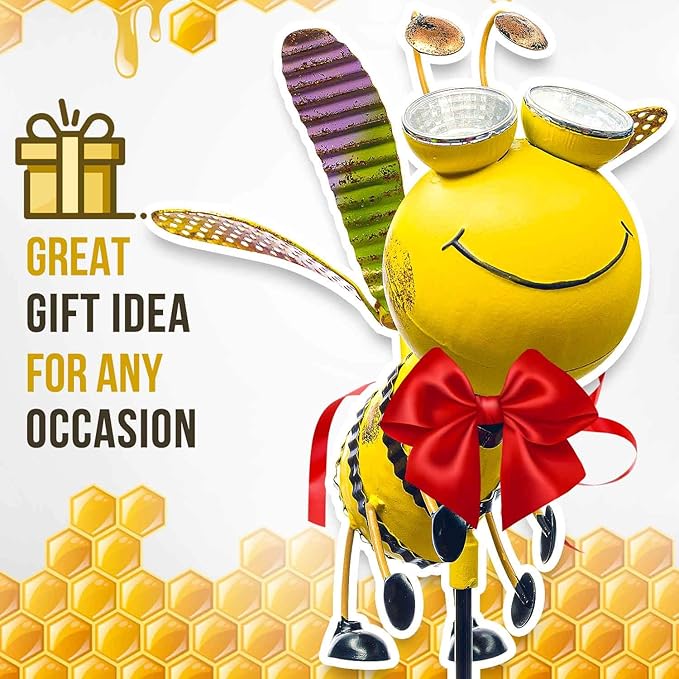 Bee Garden Decor - Add A Touch of Whimsy to Your Outdoor Living Space with This Bumble Bee Metal Yard Art - Bee Yard Decor