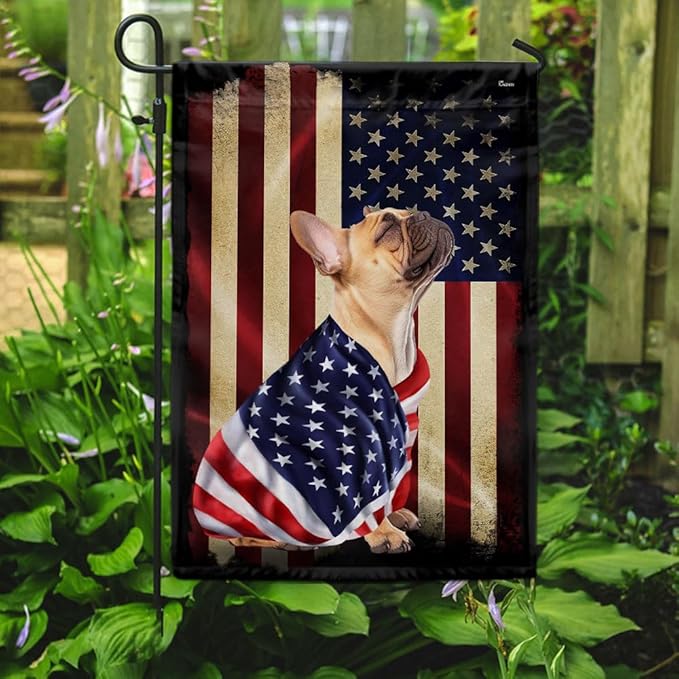 FLAGWIX French Bulldog Flag - Outdoor Dog Decorations, Garden Flag (11.5" x 17.5"), Heavy-duty Canvas American with Dog Garden Decor