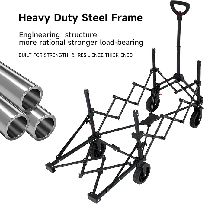 Collapsible Wagon Cart with Wheels Foldable,Folding Beach Wagons Carts Foldable for Grocery Shopping Camping Garden Fishing Sports