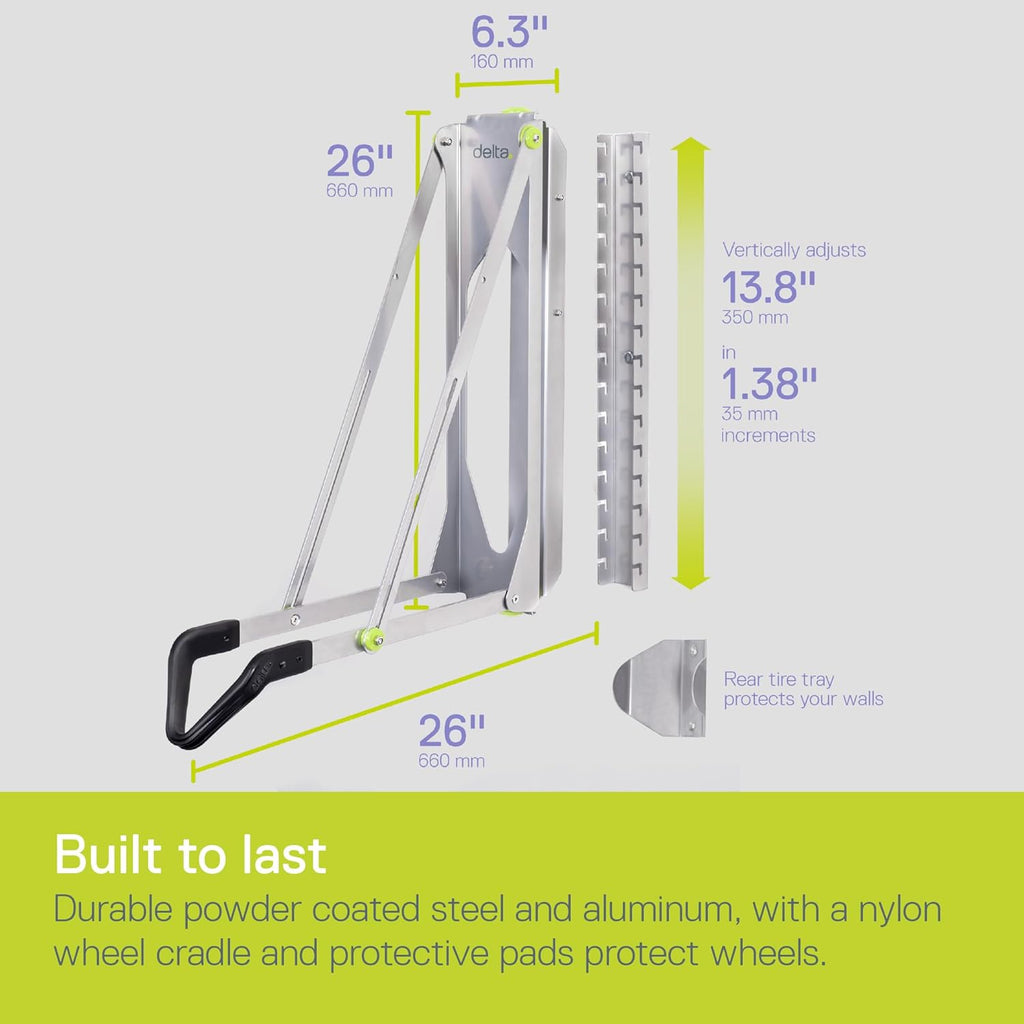 Pivot Bike Storage Rack by Delta Cycle - Bike Rack Garage Wall Mount Swivels to Save Space - No Lifting Required Vertical Bike Rack - Indoor Bike Storage Wall Hanger Holds Up to 100 lbs