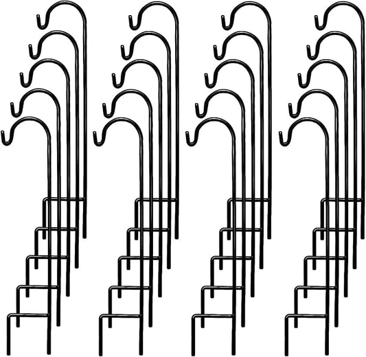 Ashman Shepherd's Hooks 35 Inch (20 Per Pack), Black, Made of Premium Metal for Hanging Solar Lights, Bird Feeders, Mason Jars, Christmas Lights, Lanterns, Garden Stakes and Wedding Décor.