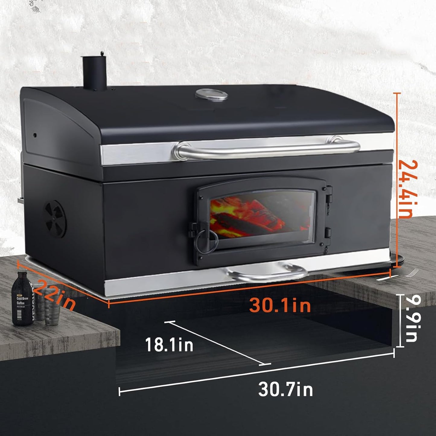 Built In Charcoal Grill, BBQ Grill with Oversize Cooking Area, Outdoor Cooking Grill with Charcoal Trays for Outdoor Backyard Camping Picnics, Patio and Parties