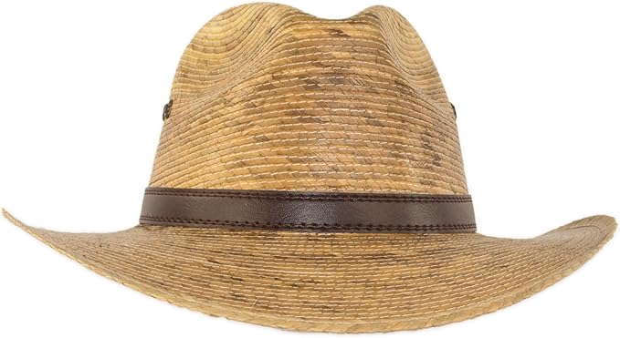 Palm Leaf Straw Trilby Wide Brim Fedora Golf Sun Hat for Men or Women, UV UPF Protection Natural